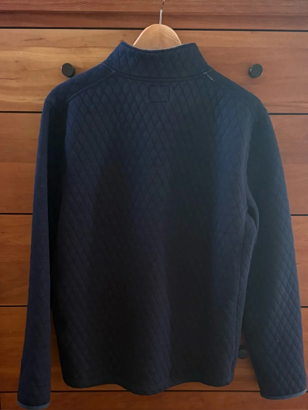 J. Crew Men’s Quilted Half-Zip Sweater - Navy with Green Trim  Size M